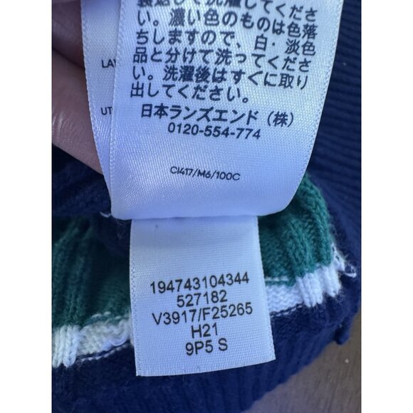 Lands End Women Small Cableknit Cardigan Stripe Academia Preppy Coastal Nautical - Picture 5 of 5